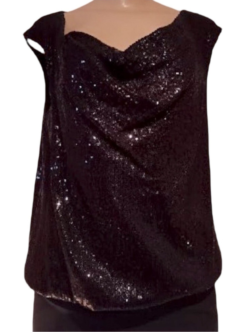 Max Studio Black Sequin Top to Jazz Up Your Bottom - Size S NWT $78
